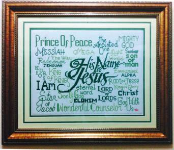 His Name is Jesus stitched by Herminia Santiago